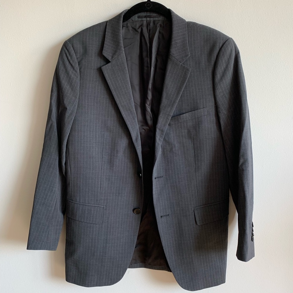 Theory Dark Gray Striped Blazer, Size 38